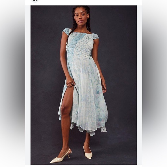 Free People Dresses & Skirts - Free People Heart to Heart Floral Midi Dress in Ocean Combo NWOT
